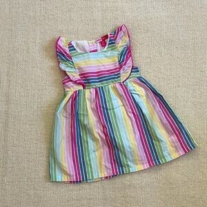 Baby girl clothes. Stripe dress with built in underwear. 12 months.